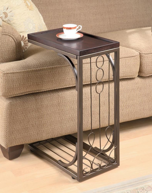 Alyssa Accent Table Brown and Burnished Copper / CS-900280