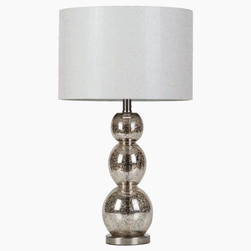 Mineta Drum Shade Table Lamp White and Antique Silver / CS-901185
