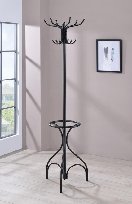 Kiefer Coat Rack with 12 Hooks Black / CS-900821