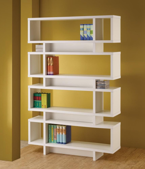 Reid 4-tier Open Back Bookcase White / CS-800308