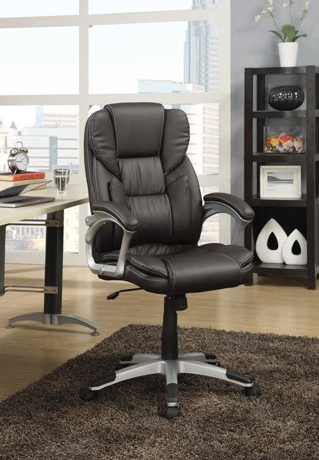 Kaffir Adjustable Height Office Chair Dark Brown and Silver / CS-800045
