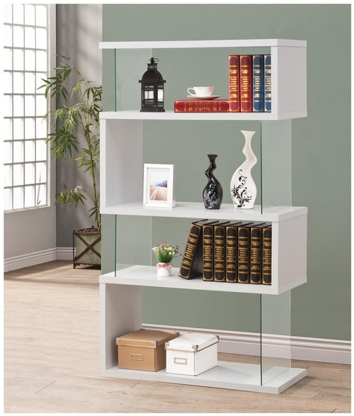 Emelle 4-tier Bookcase White and Clear / CS-800300