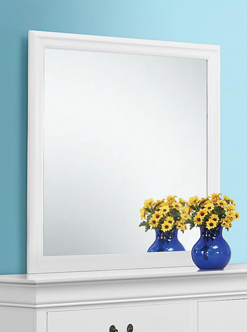 Louis Philippe Beveled Edge Square Dresser Mirror White / CS-204694