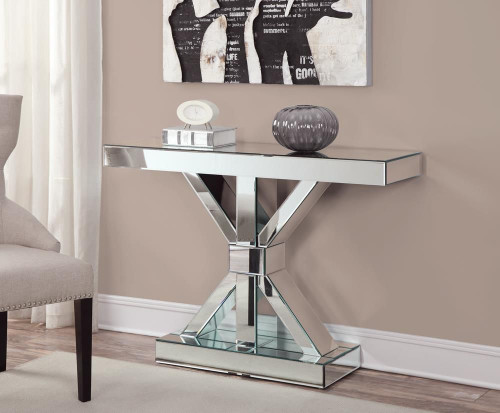 Lurlynn X-shaped Base Console Table Clear Mirror / CS-950191