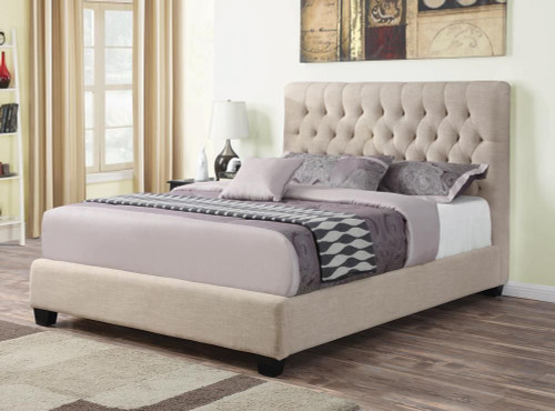 Chloe Upholstered California King Panel Bed Oatmeal / CS-300007KW