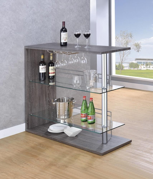 Prescott Rectangular 2-shelf Bar Unit Grey / CS-100156