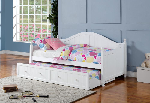 Julie Ann Wood Twin Daybed with Trundle White / CS-300053