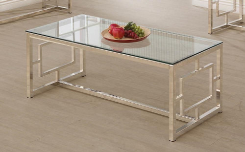 Merced Rectangle Glass Top Coffee Table Nickel / CS-703738