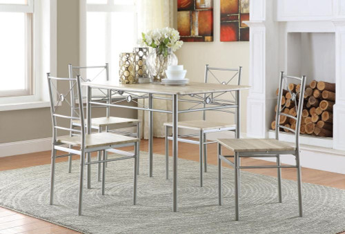Anna 5-piece Rectangular Dining Table Set Silver / CS-100035