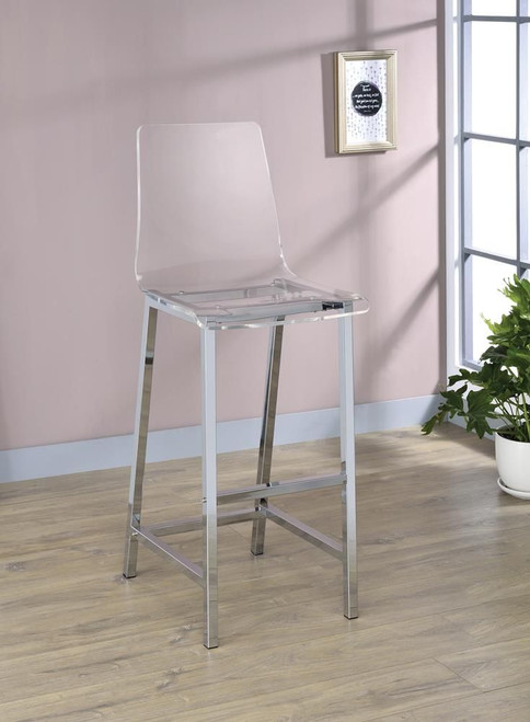 Juelia Bar Stools Chrome and Clear Acrylic (Set of 2) / CS-100295