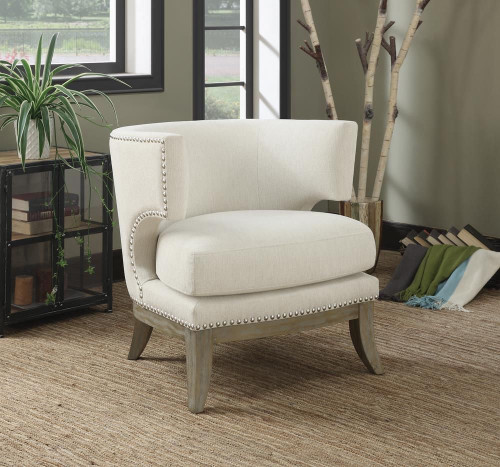 Jordan Dominic Barrel Back Accent Chair White and Weathered Grey / CS-902559