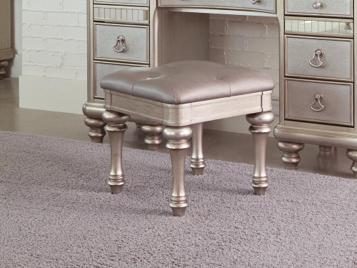 Bling Game Upholstered Vanity Stool Metallic Platinum / CS-204189