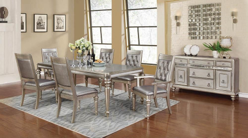 Bling Game Rectangular Dining Table with Leaf Metallic Platinum / CS-106471