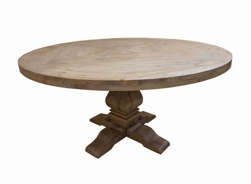 Florence Round Pedestal Dining Table Rustic Smoke / CS-180200