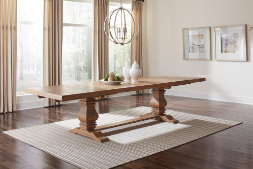 Florence Double Pedestal Dining Table Rustic Smoke / CS-180201