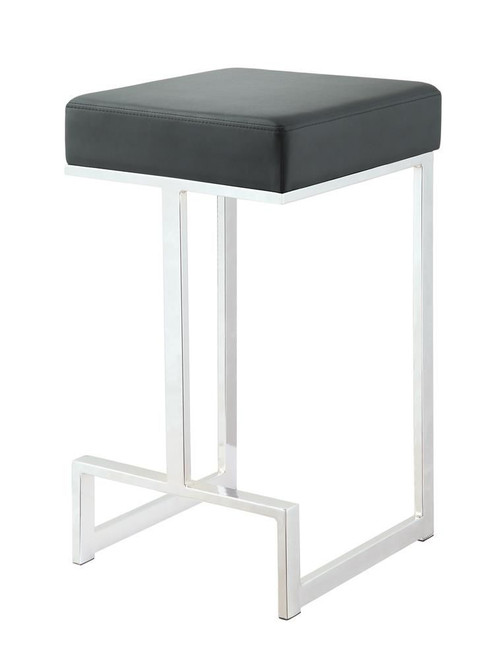 Gervase Square Counter Height Stool Black and Chrome / CS-105253