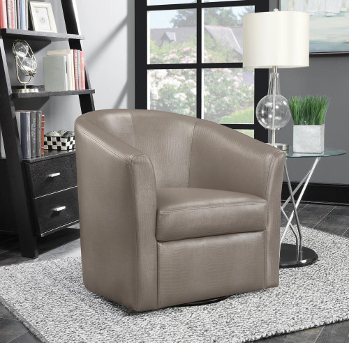 Turner Upholstery Sloped Arm Accent Swivel Chair Champagne / CS-902726