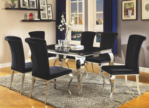 Betty Upholstered Side Chairs Black and Chrome (Set of 4) / CS-105072