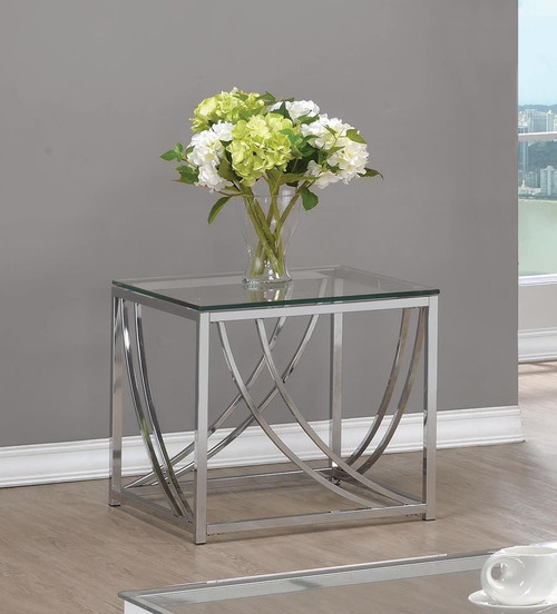 Lille Glass Top Square End Table Accents Chrome / CS-720497