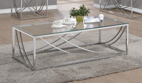 Lille Glass Top Rectangular Coffee Table Accents Chrome / CS-720498