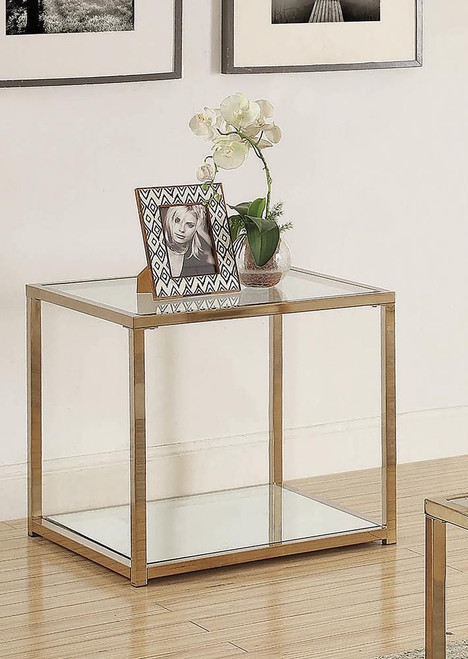 Cora End Table with Mirror Shelf Chocolate Chrome / CS-705237