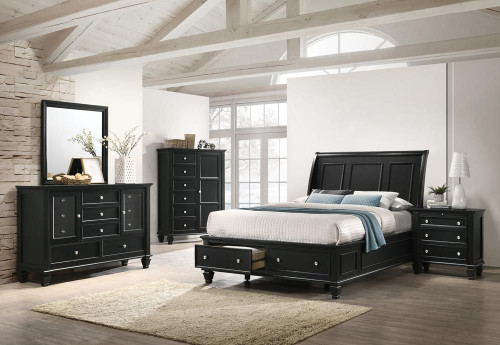 Sandy Beach 5-piece Queen Bedroom Set Black / CS-201329Q-S5