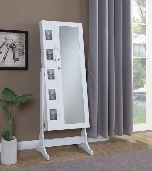 Doyle Cheval Mirror with Jewelry Storage White / CS-904031