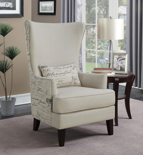 Pippin Curved Arm High Back Accent Chair Cream / CS-904047