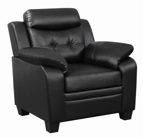 Finley Upholstered Padded Arm Tufted Accent Chair Black / CS-506553