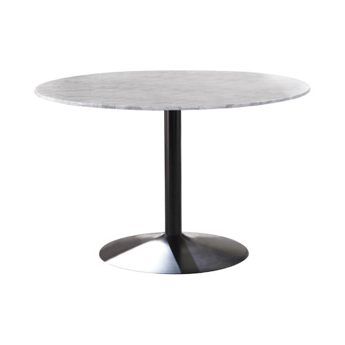 Bartole Round Dining Table White and Matte Black / CS-108020