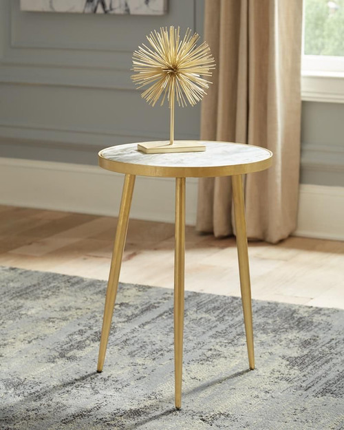 Acheson Round Accent Table White and Gold / CS-930060