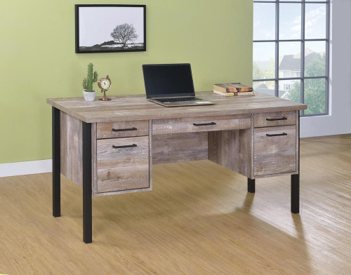 Samson 4-drawer Office Desk Weathered Oak / CS-801950