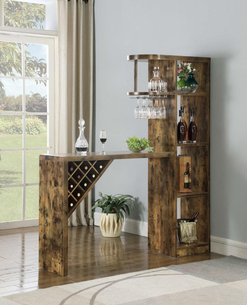 Belvedere 5-shelf Home Bar Table Wine Storage Rustic Nutmeg / CS-182127