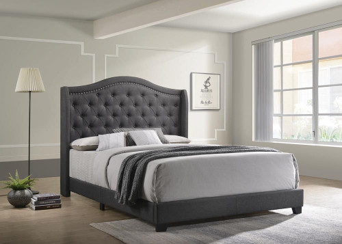 Sonoma Upholstered Eastern King Wingback Bed Grey / CS-310072KE