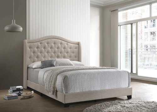 Sonoma Upholstered Queen Wingback Bed Beige / CS-310073Q