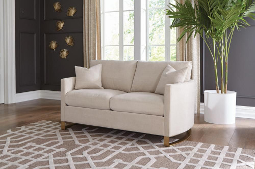 Corliss Upholstered Arched Arms Loveseat Beige / CS-508822