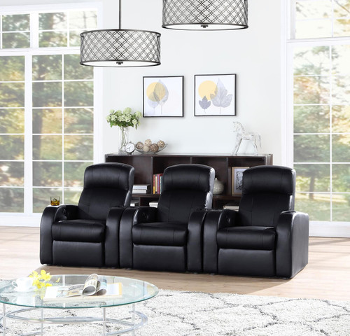 Cyrus Upholstered Recliner Living Room Set Black / CS-600001-S3B