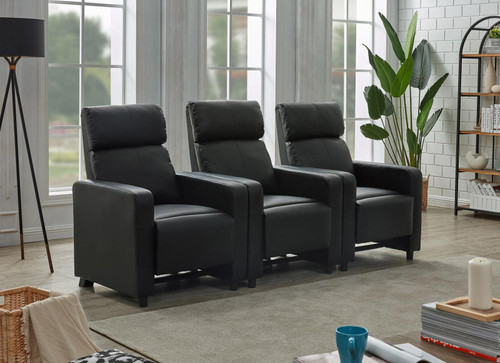 Toohey Upholstered Tufted Recliner Living Room Set Black / CS-600181-S3B