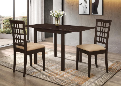 Kelso 3-piece Drop Leaf Dining Set Cappuccino and Tan / CS-190821-S3
