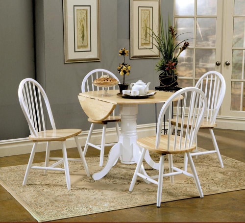 Allison 5-piece Drop Leaf Dining Set Natural Brown and White / CS-4241-S5