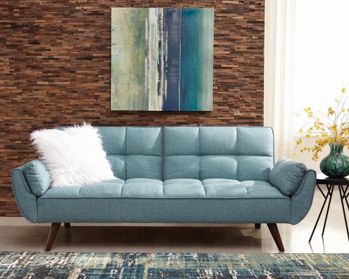 Caufield Biscuit-tufted Sofa Bed Turquoise Blue / CS-360097