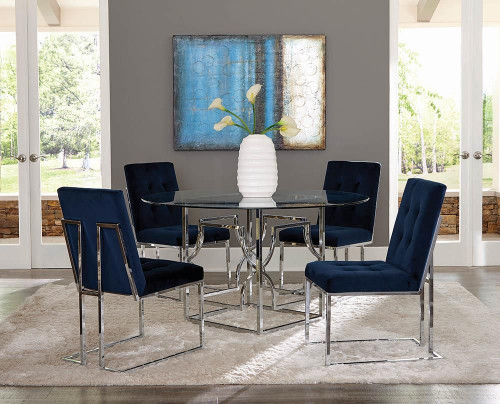Cisco Velvet Upholstered Dining Side Chair Chrome (Set of 2) / CS-192494