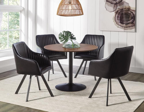 Lana Round Dining Table Walnut and Black / CS-110280