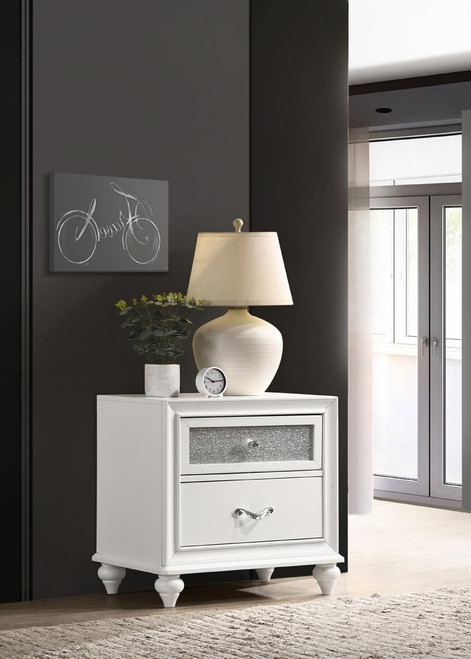 Barzini 2-drawer Nightstand White / CS-205892