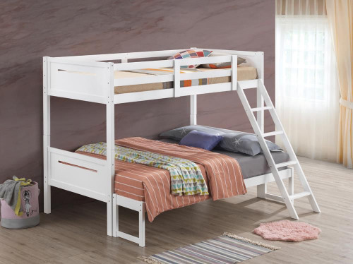 Littleton Wood Twin Over Full Bunk Bed White / CS-405052WHT