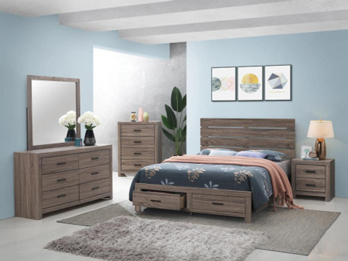 Brantford Wood Eastern King Storage Panel Bed Barrel Oak / CS-207040KE