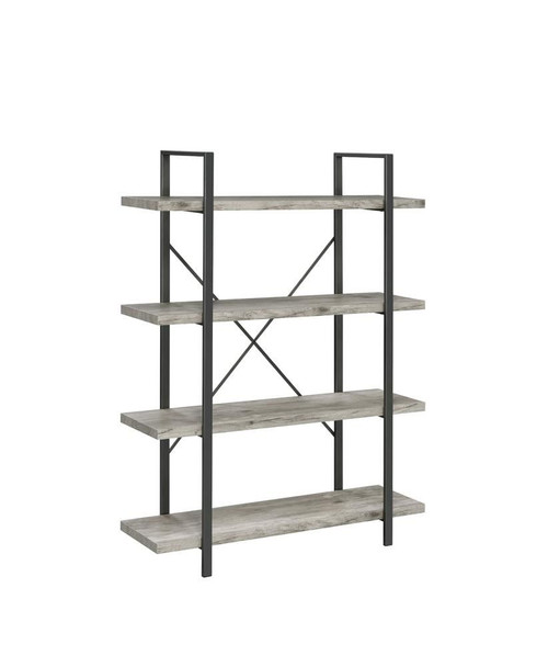 Cole 4-Shelf Bookcase Grey Driftwood and Gunmetal / CS-805816