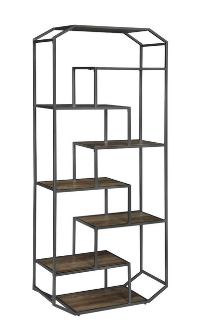 Leland 6-shelf Bookcase Rustic Brown and Dark Grey / CS-805662