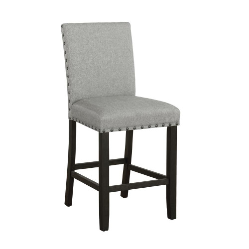 Kentfield Solid Back Upholstered Counter Height Stools Grey and Antique Noir (Set of 2) / CS-193128