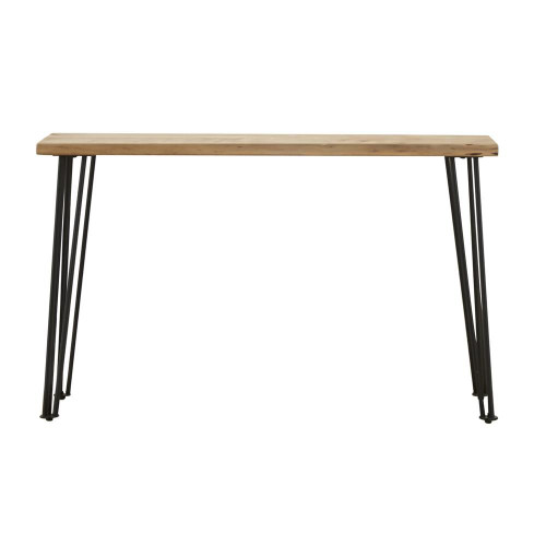 Zander Sofa Table with Hairpin Leg Natural and Matte Black / CS-723499